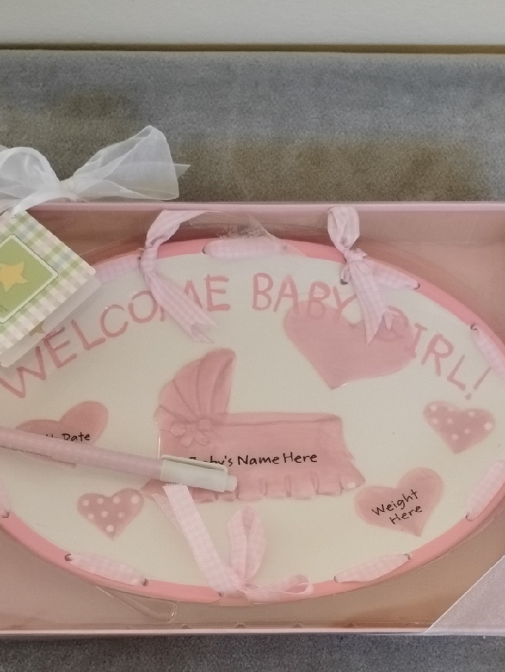 Welcome Baby Girl Personalized Plaque - Pink